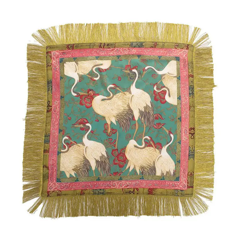 Fringe Crane Print Scarf