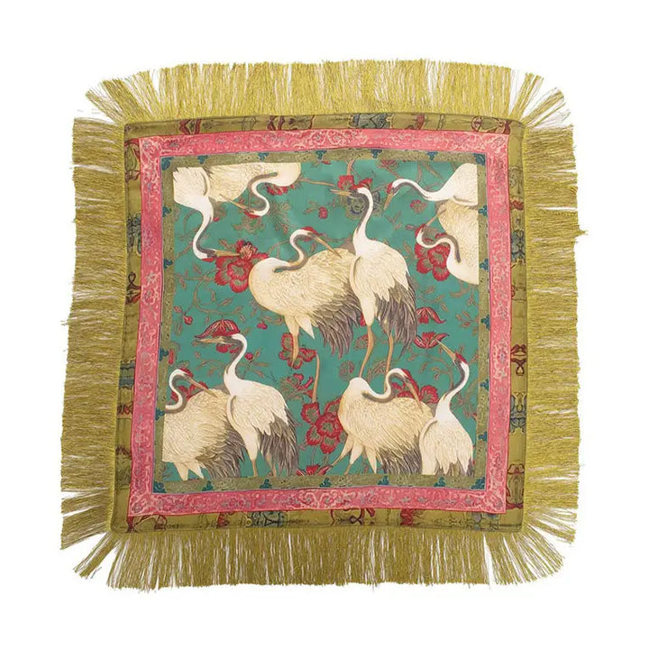 Fringe Crane Print Scarf