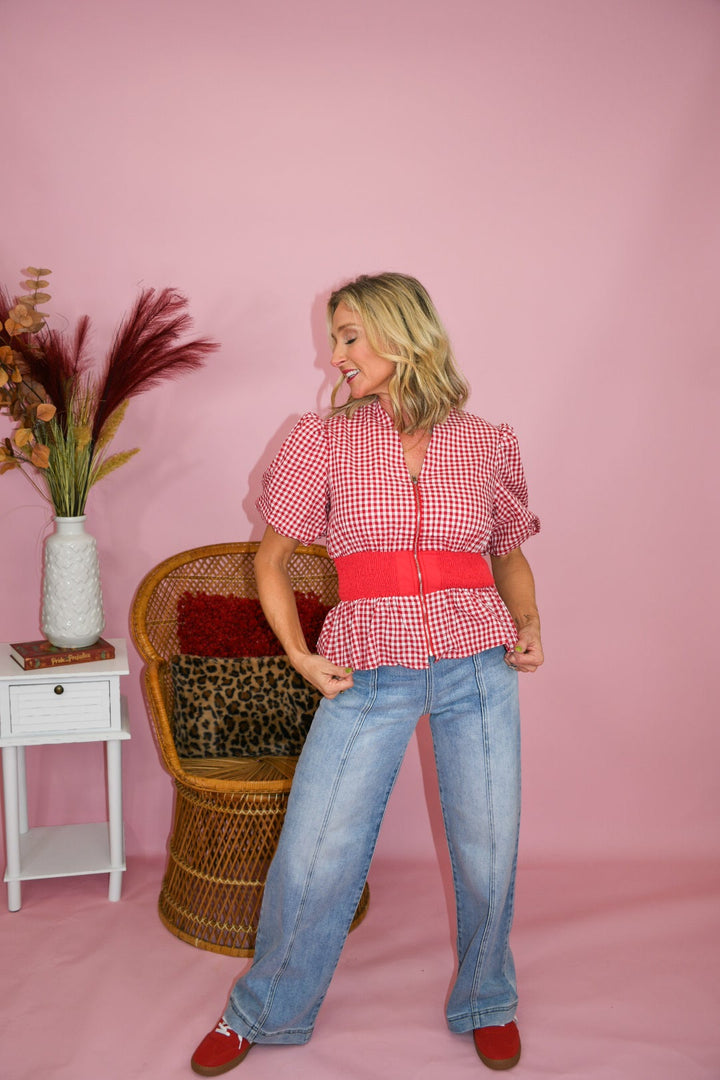 Cherry Check Top