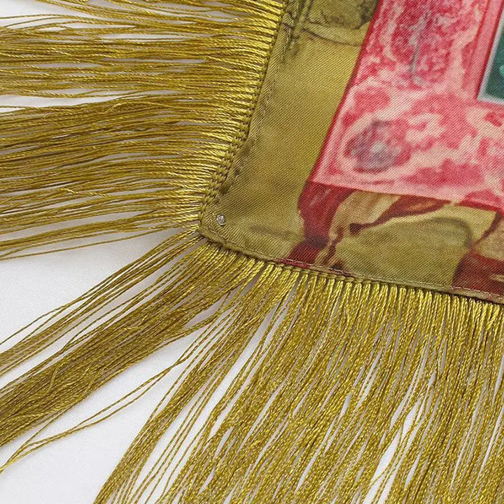 Fringe Crane Print Scarf