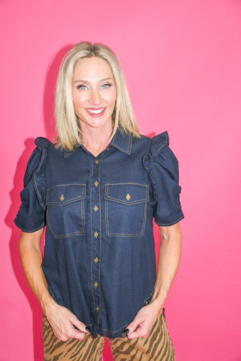 Kensington Ruffle Button Down