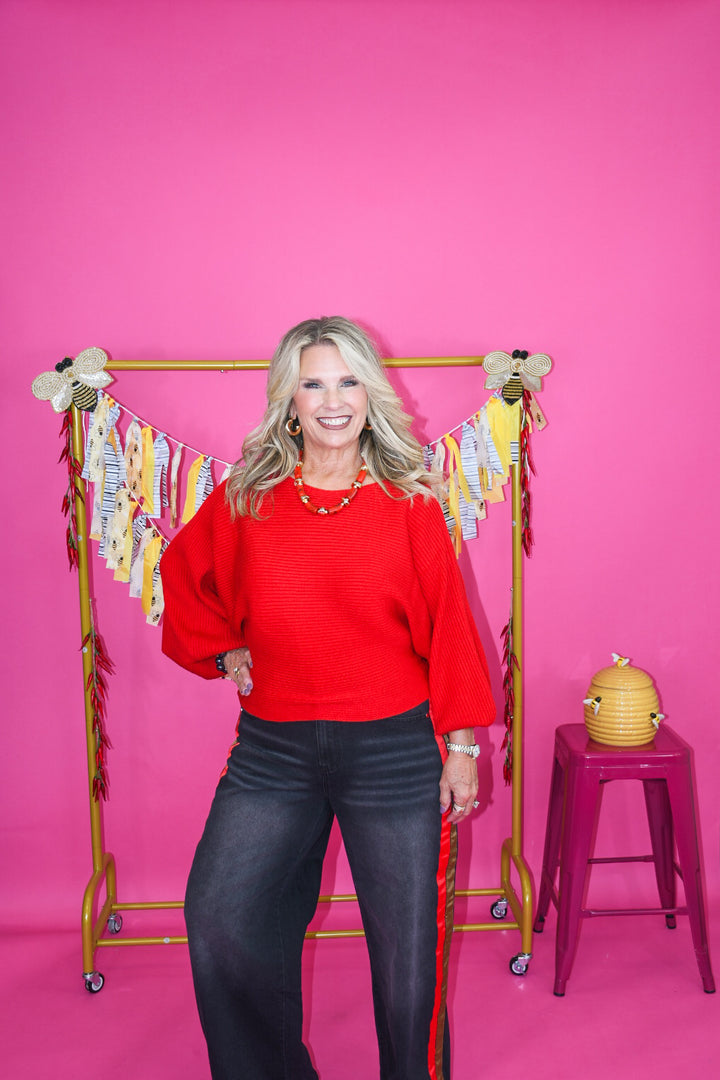 Pop of Red Sweater
